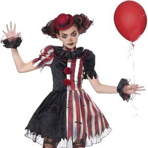 Spirit Halloween Size Medium (8-10) Girls Twisted Clown Evil Carnival CarnEVIL C